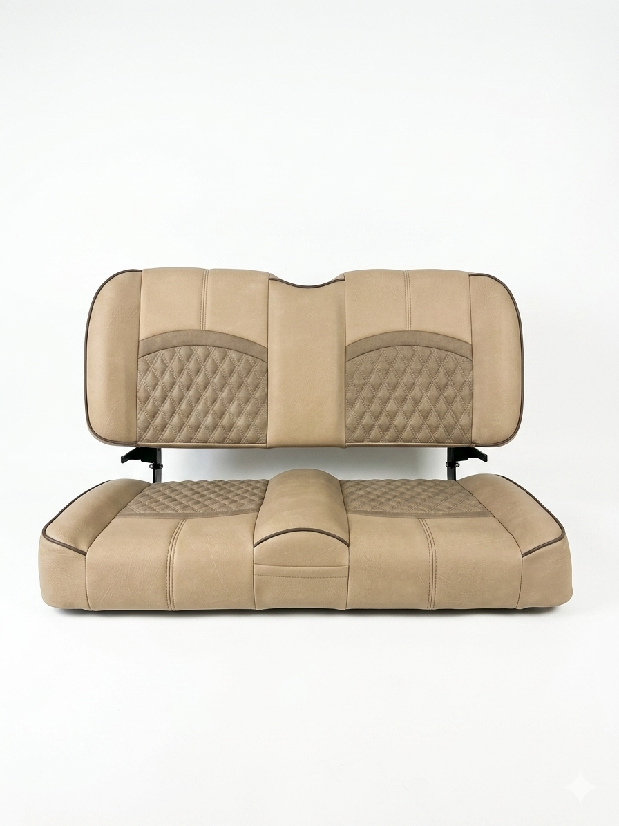 Low Country custom golf cart seat, Camel base with Wheat double diamond inserts