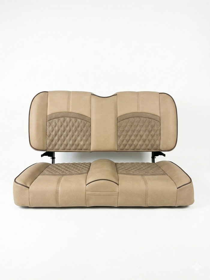 Low Country custom golf cart seat, Camel base with Wheat double diamond inserts