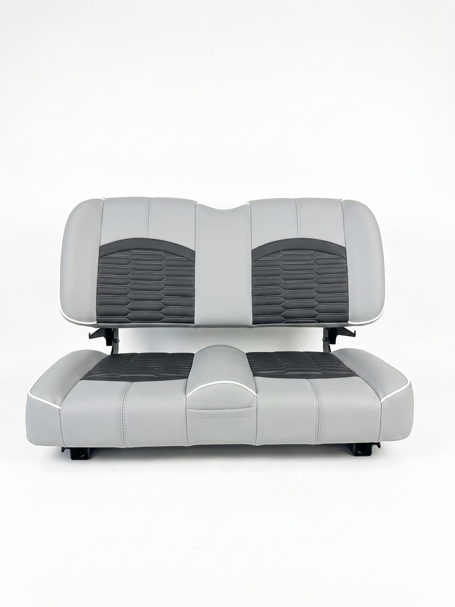 Storm custom golf cart seat, Gray base with Cattleman Black python inserts